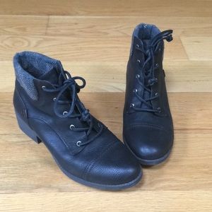 Black leather lace up booties -only worn once!